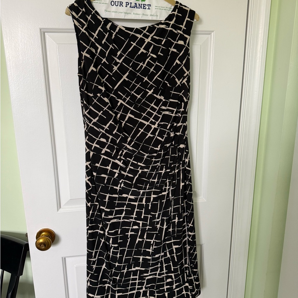 Ralph Lauren Black and White Patterned Midi Dress